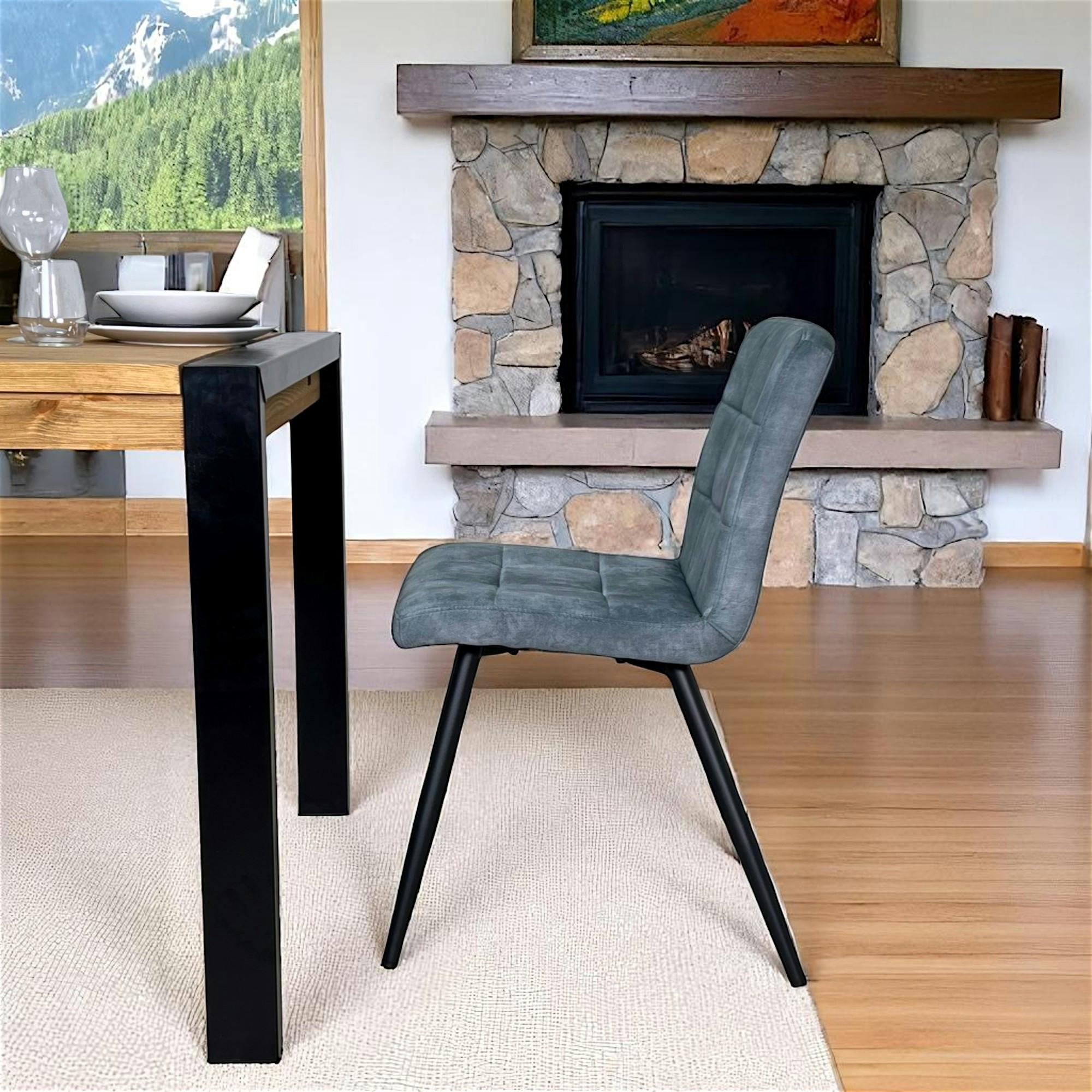Chaise en velours capitonné bleu pétrole MALMOE (lot de 2)