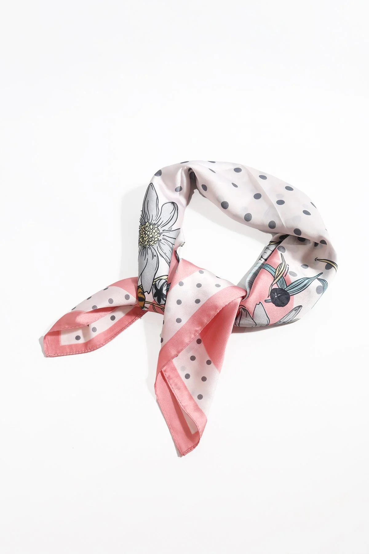 Polka Dot Pink Border Neckerchief Scarf
