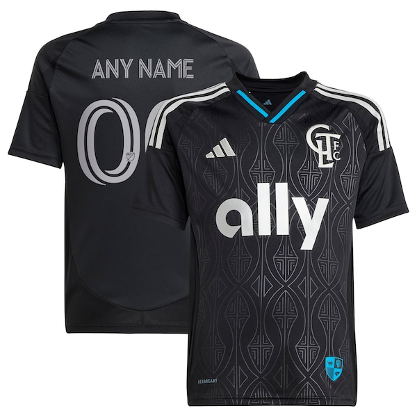 Charlotte FC adidas Youth 2025 Fortress Kit Replica Custom Jersey - Black