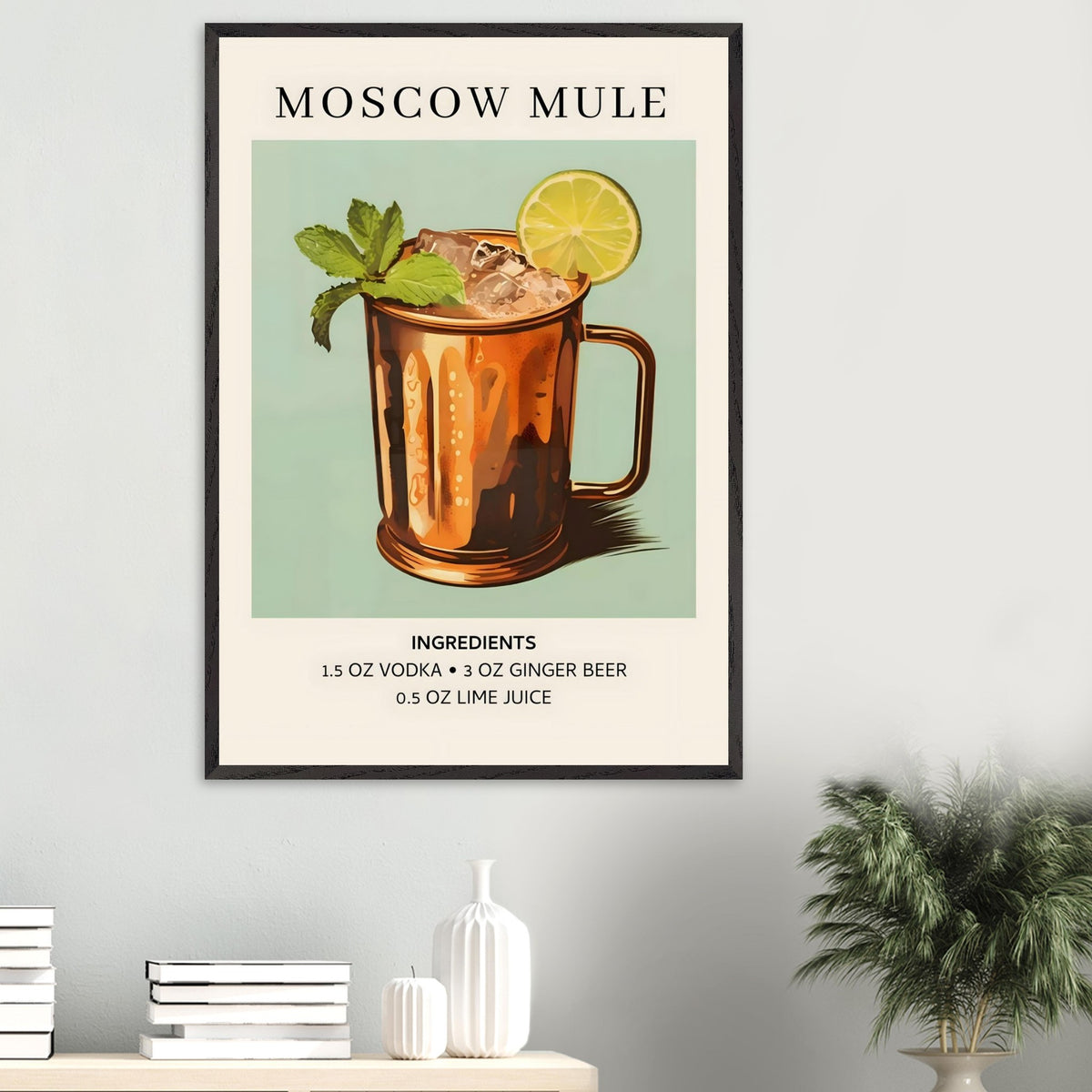 Artfulprints Poster Moscow Mule cocktail II - Ingrediënten  - 70x100 cm - Meerkleurig