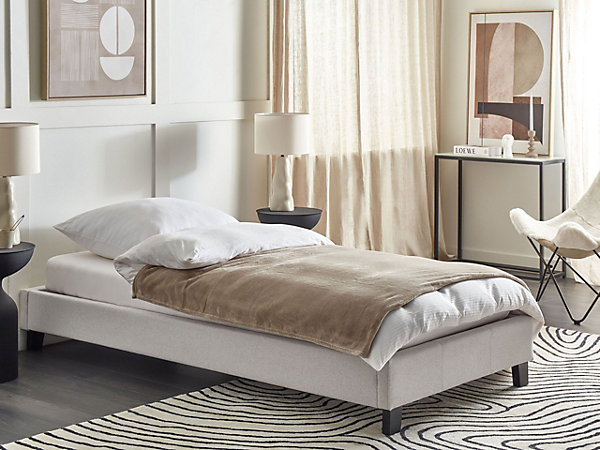 Lit sans tête de lit Tissu ROANNE 90 x 200 cm Gris clair