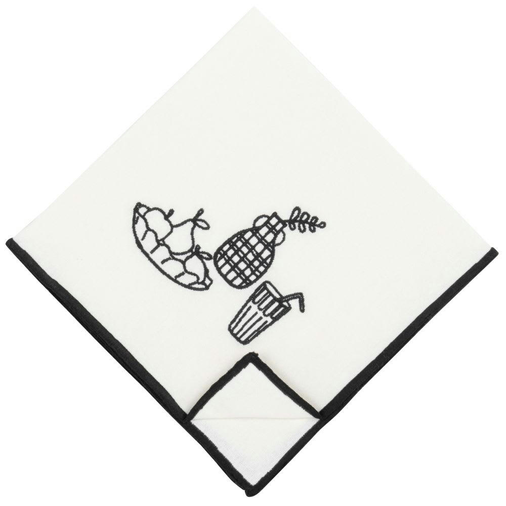 - Serviettes de table en coton biologique à motifs brodés écrus et noirs 42x42 (2)
