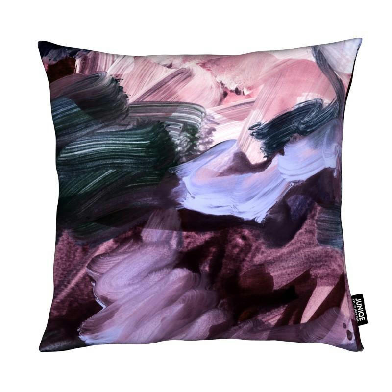 ABSTRACT PAINTING VII - Coussin en microfibre en bleu & rose 40x40