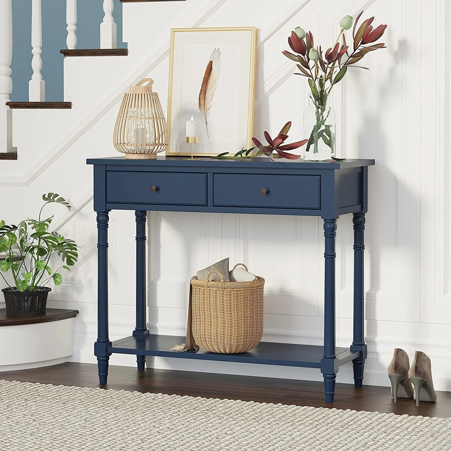 Entryway Table with Storage Drawers Console Table with Shelf