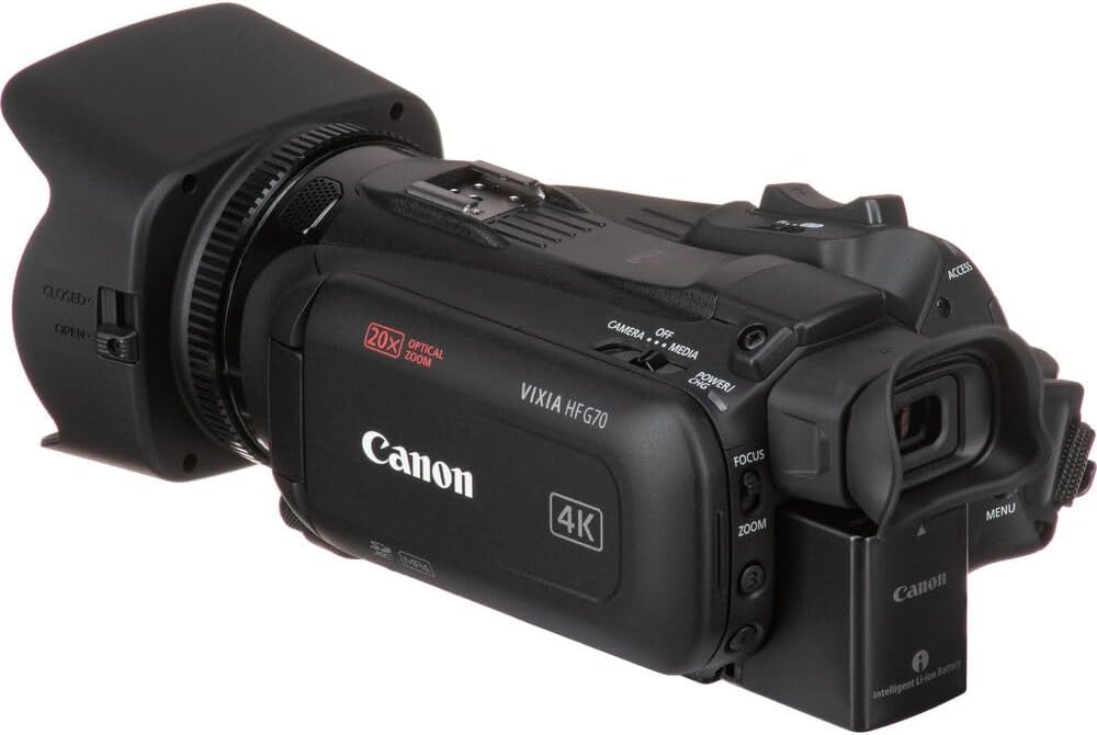Canon VIXIA HF G70 4K Camcorder – UHD Video Camera with 20x Optical Zoom  1/2.3 CMOS Sensor  Dual SD Slots & HDMI Output (5734C002) + Shoulder Bag + 64GB Memory Card
