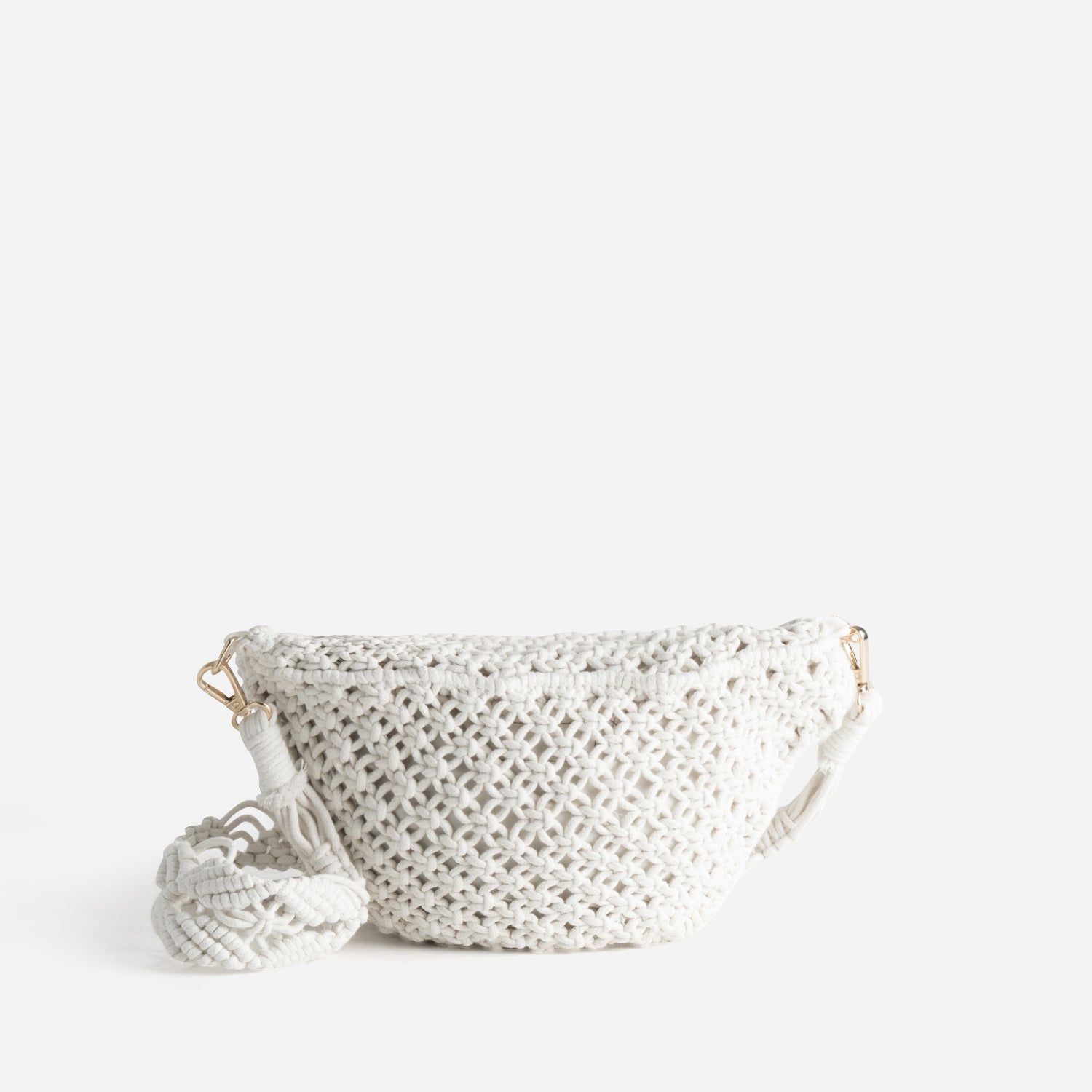 Sac banane TEXTO écru macramé