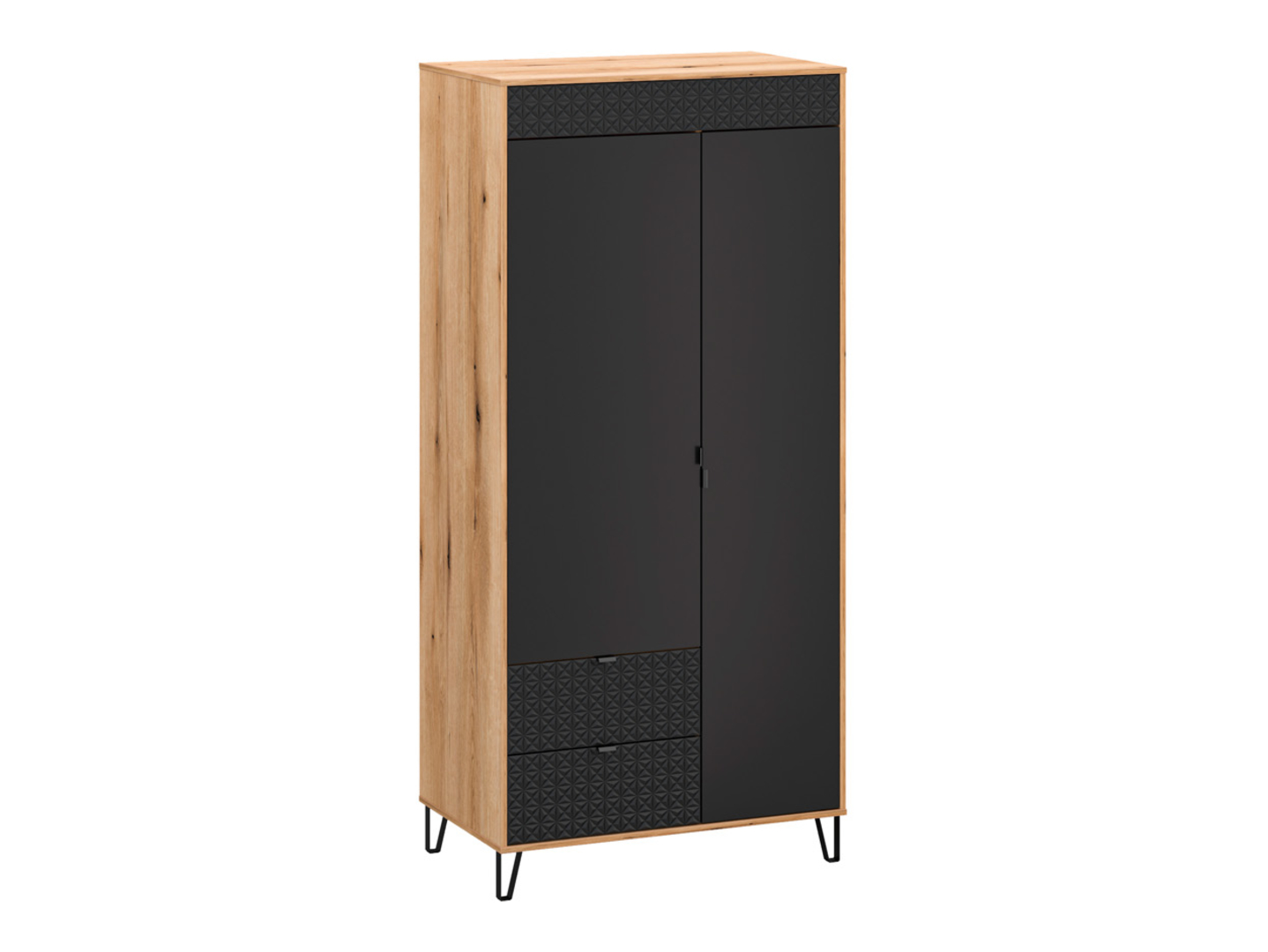 Szafa dwudrzwiowa Bellano 94 cm z 2 szufladami dąb evok/czarny