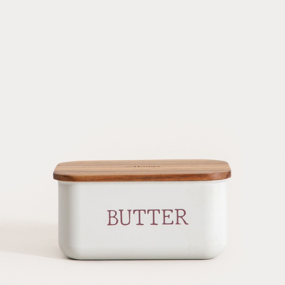 Maselniczka AVILA biała z akacjową pokrywką 15x10x7 cm