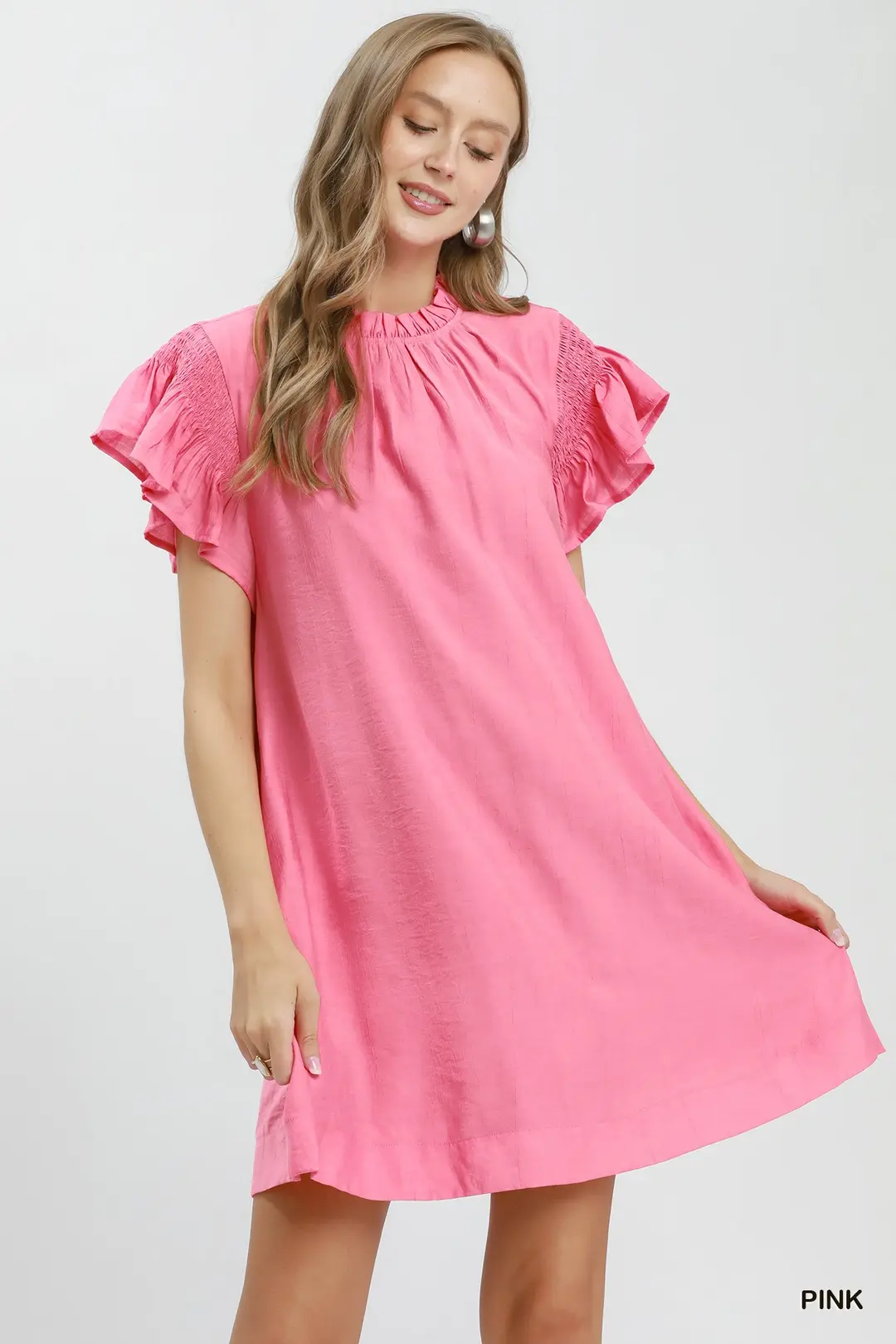Ruffle Flutter Sleeve Dress