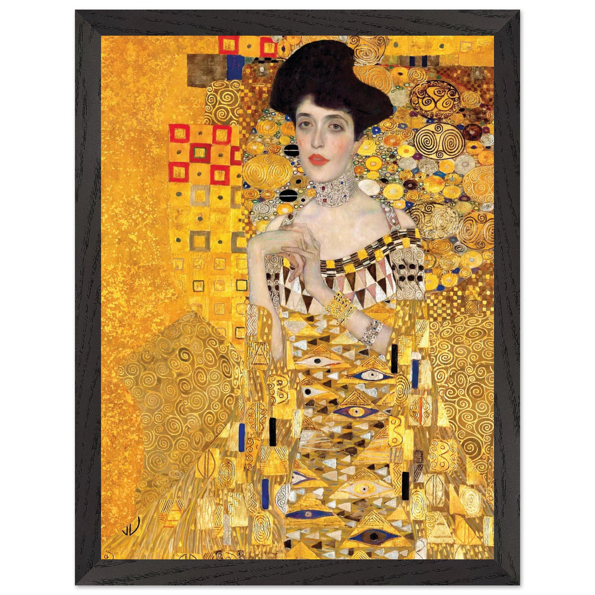 Artfulprints Poster met Lijst Gustav Klimt - Portrait of Adele Bloch-Bauer I  - 30x40 cm - Geel
