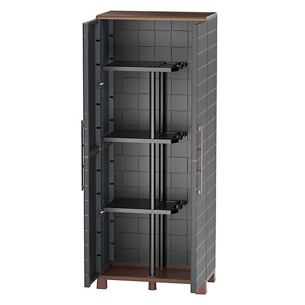 Armoire à balais   3 Etagères Amovibles Anthracite 68 x 37 x 169 cm - Placard à balais Charge 60kg Garage Buanderie ArtPlast