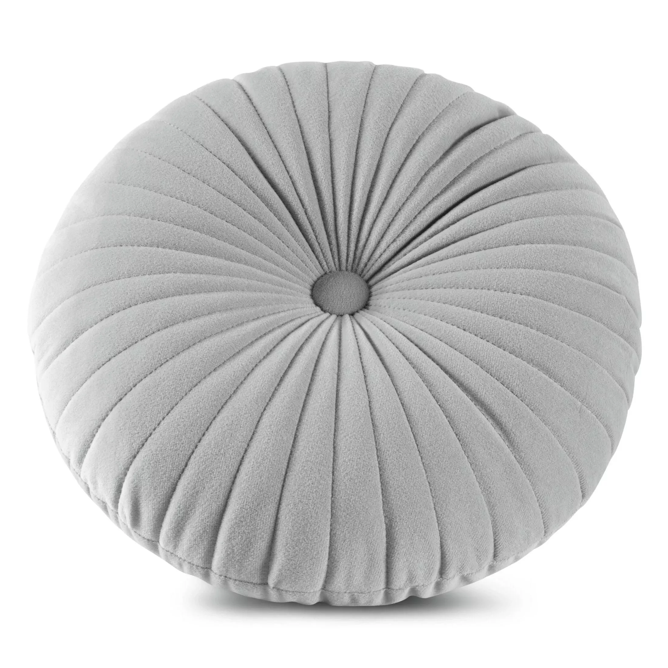 Poduszka okragła średnica 40 cm welwetowa srebrna pikowana VELVET 68