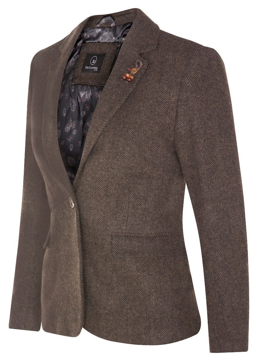 Infinity Leather Tweed 1920s Herringbone Blazer
