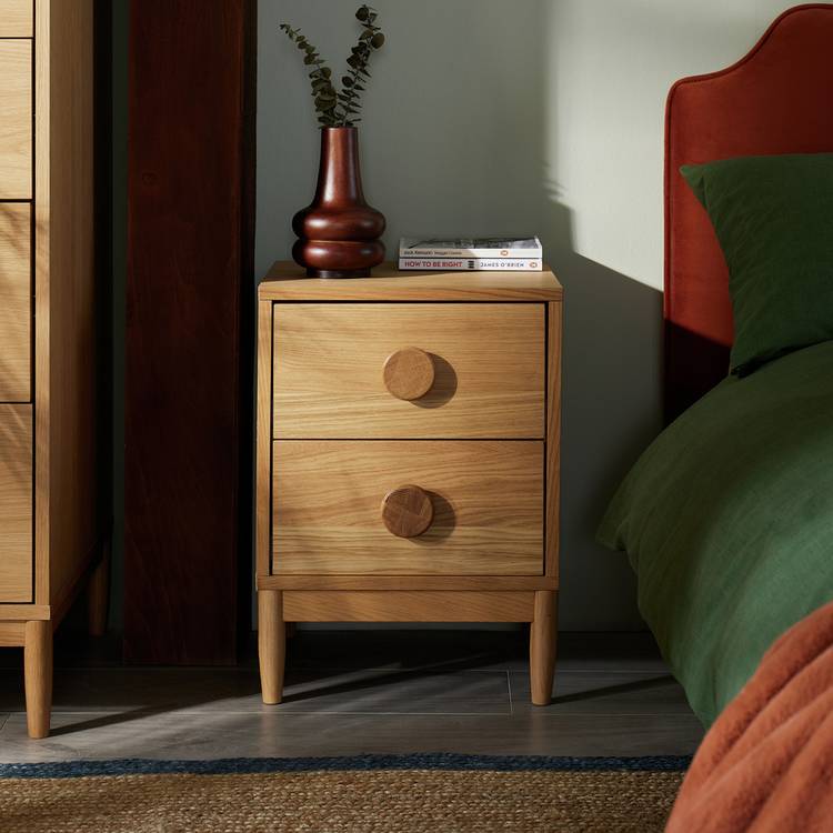 Habitat Cornelia 2 Drawer Bedside Table - Oak