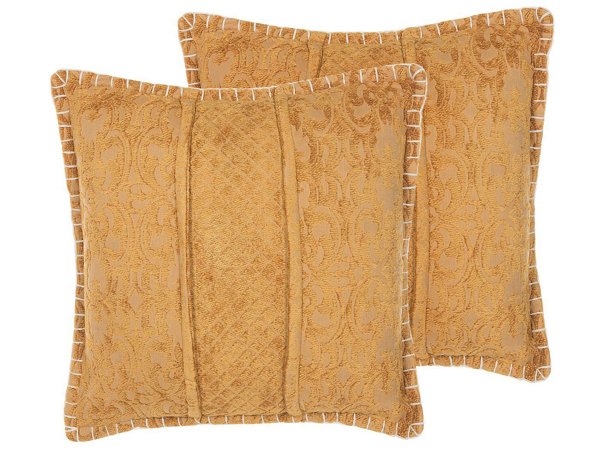 KAVALAM - Lot de 2 coussin décoratifs en tissu jaune 45x10cm