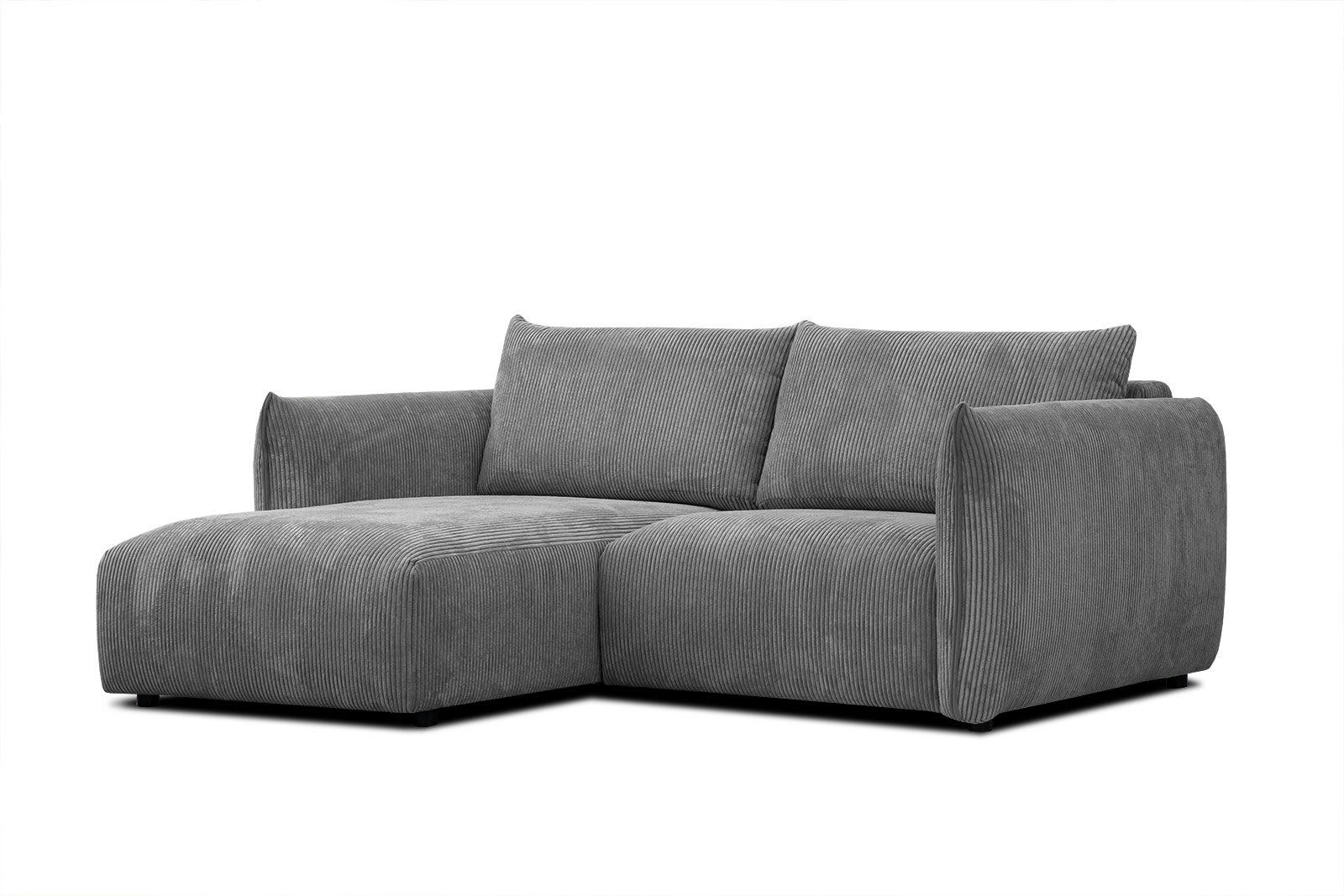 TAUER - Canapé d'angle gauche 3 places tissu gris foncé