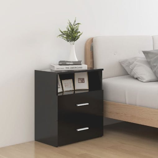 NNEVL Bed Cabinets 2 pcs Black 50x32x60 cm