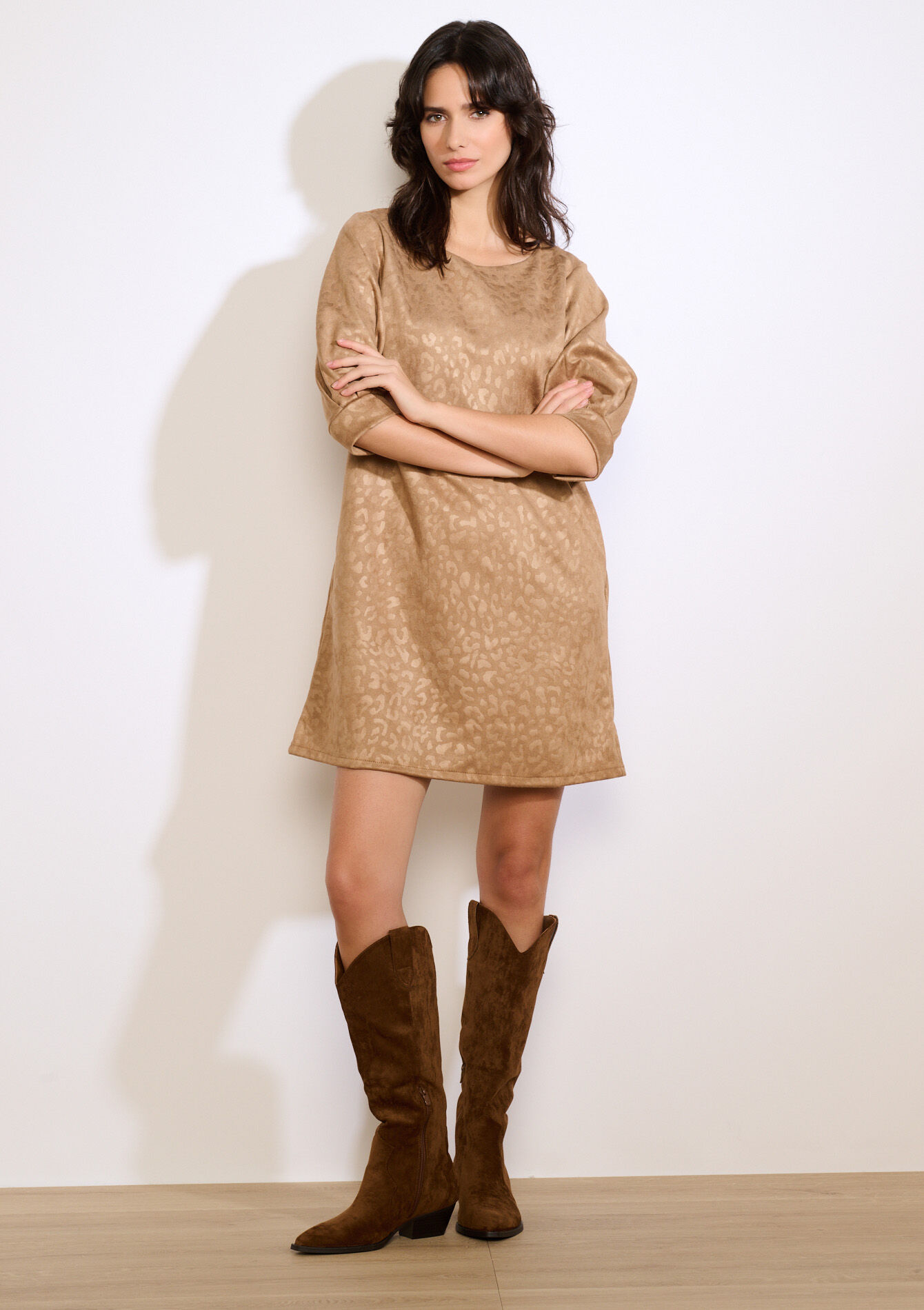 Su&egrave;dine jurk met pantermotief