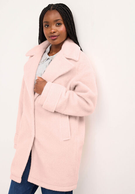 Womens Pink Cocoon Midi Coat