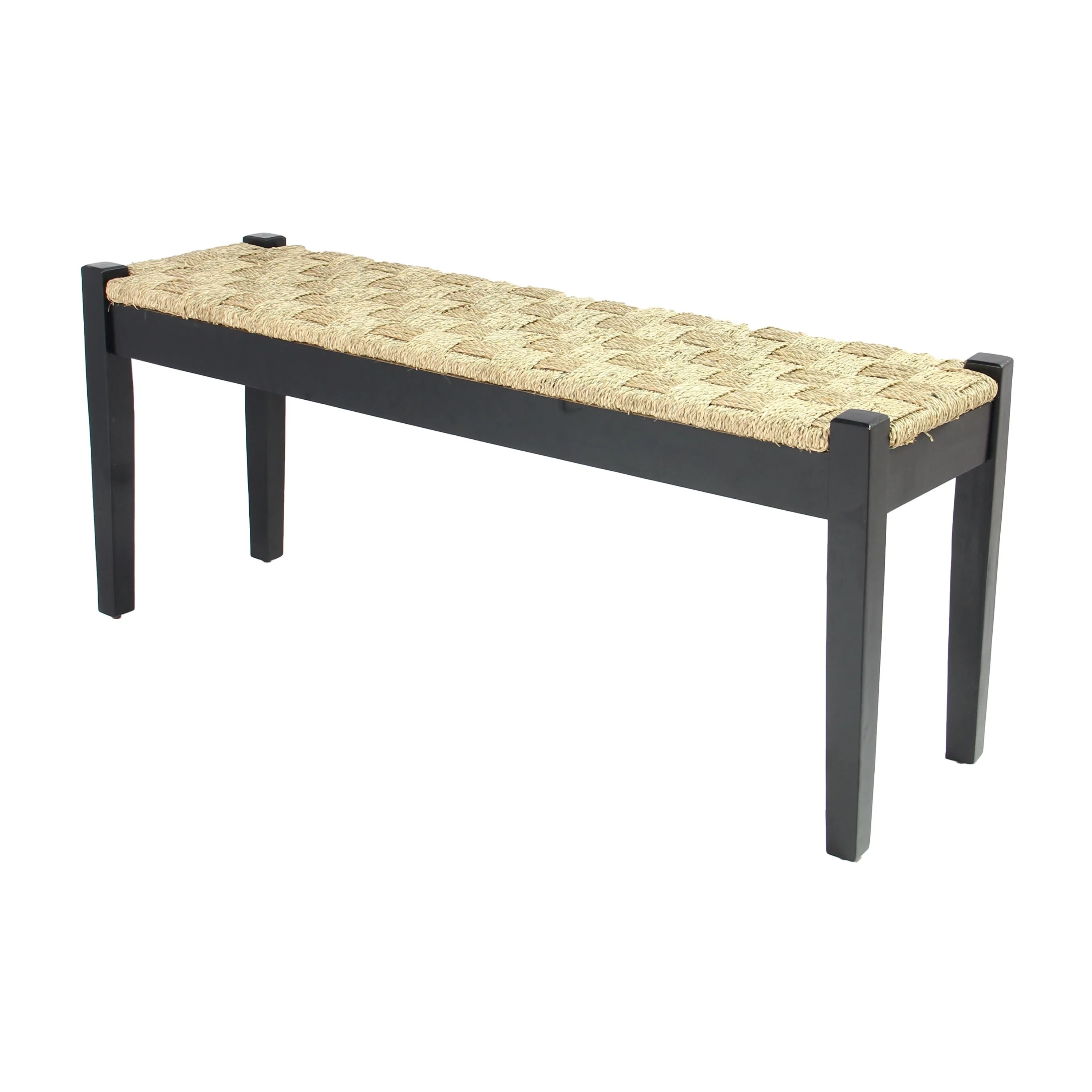 M4H Shambles Solid Wood Natural Seagrass Indoor Bench