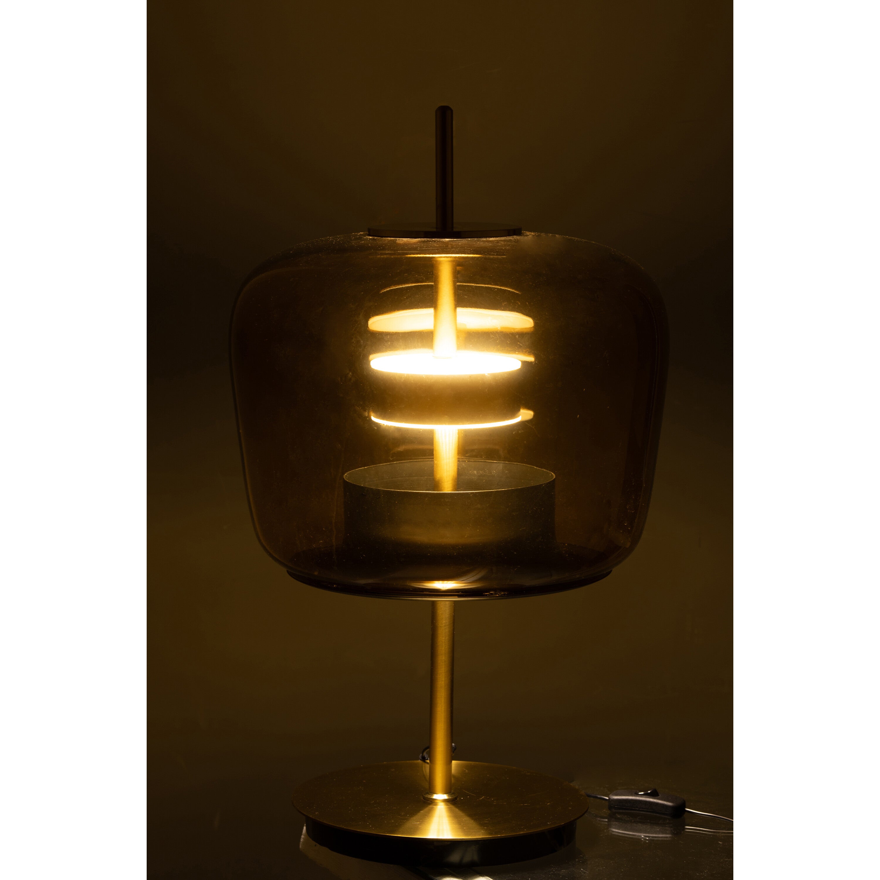 J-Line tafellamp - glas - bruin - LED lichtjes