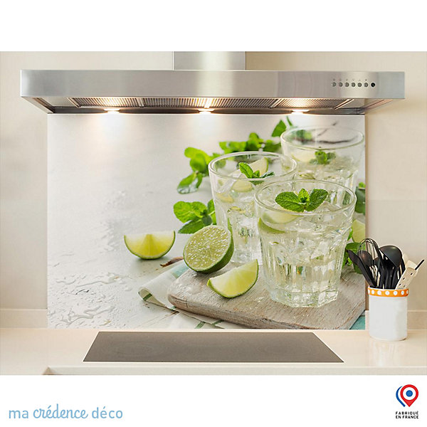 Crédence cuisine fond de hotte Verre de limonade et citrons - Verre trempé - L 70 cm x H 60 cm - MaCrédenceDéco
