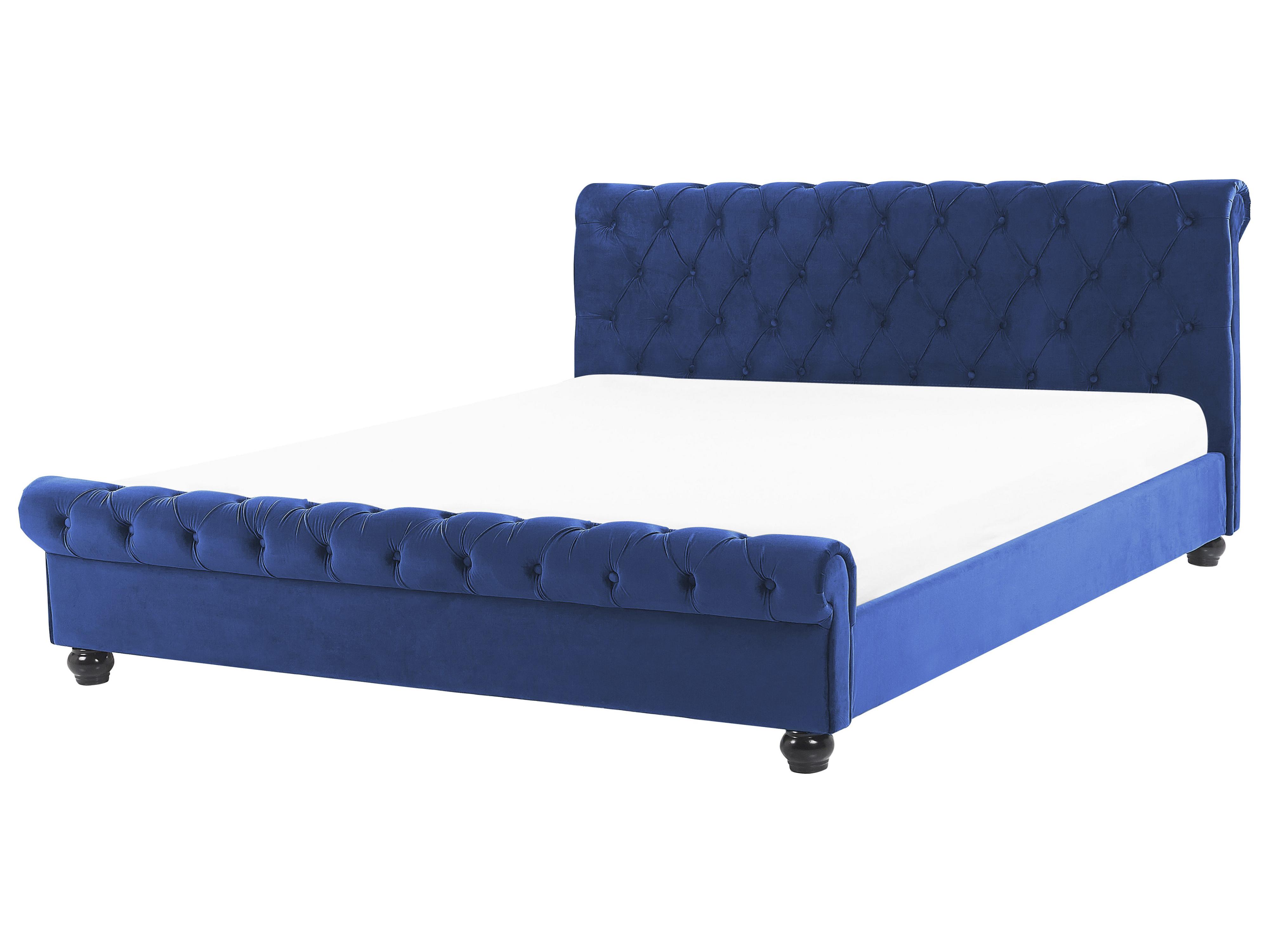 Bed Velvet AVALLON 180 x 200 cm (EU Super King) Navy Blue