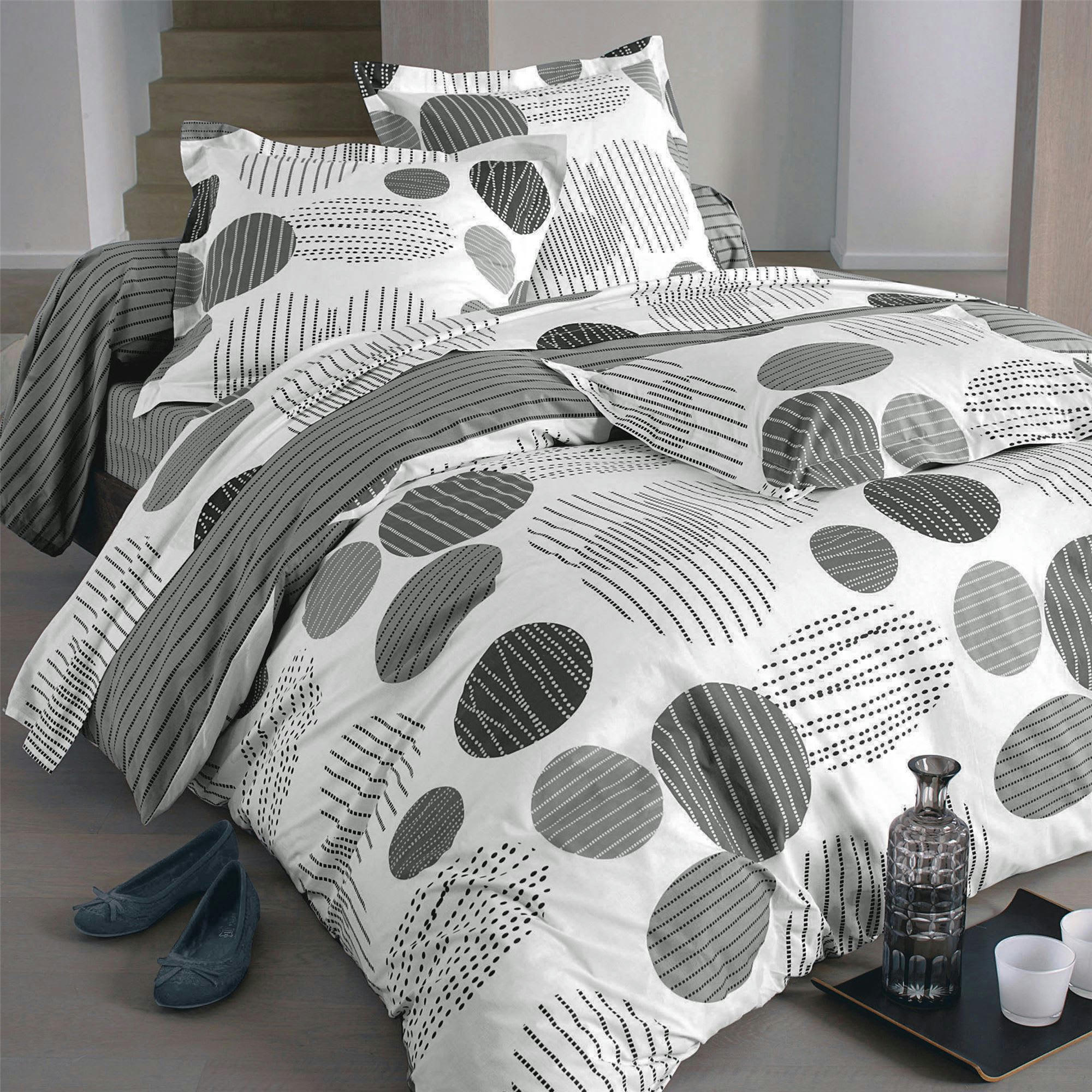 BAXLEY - Drap-housse 160x200x28 gris en coton