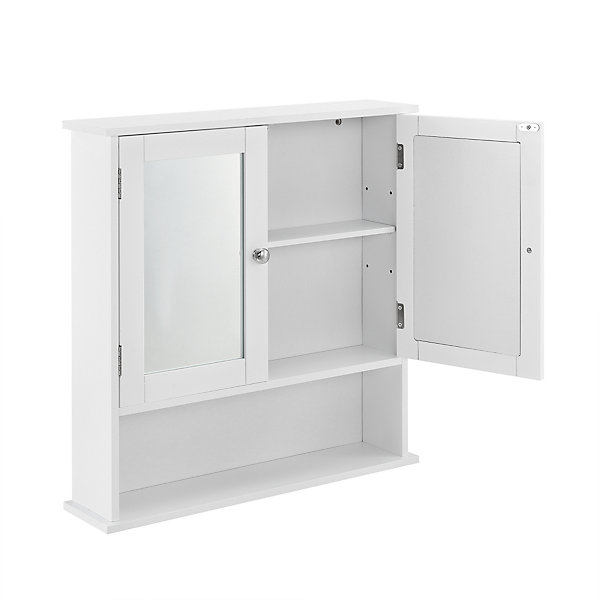 Armoire de salle de bain vintage avec miroir MDF Blanc laqué en.casa