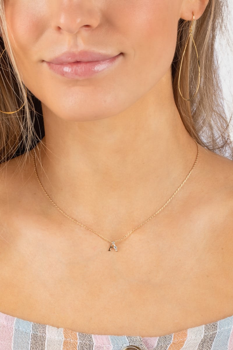 Crystal Cluster Initial Necklace