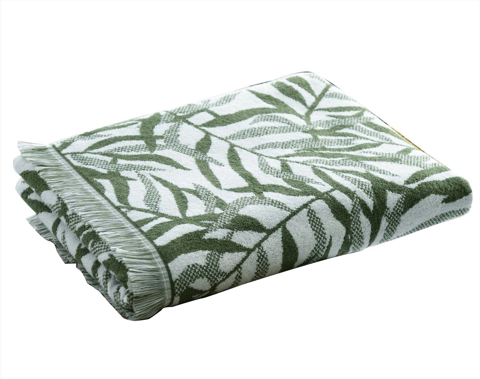 TARZANY - Serviette de toilette 50x90 vert kaki en coton 500 g/m²