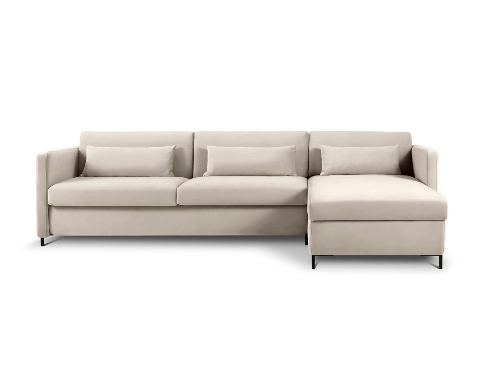 YANIS - Canapé D'Angle Droit Convertible 4 places en Velours Bleu Roi