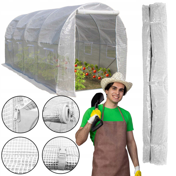 Folia zamienna poszycie tunel foliowy ogrodowy 4x2,5m szklarnia 10m² biała