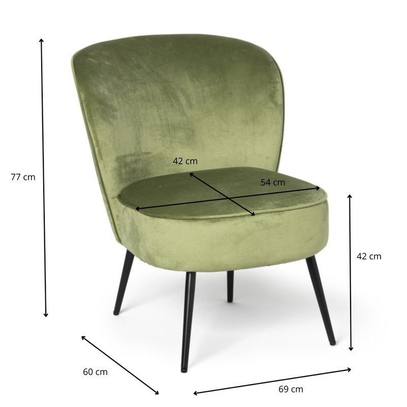 Fauteuil Frida - groen - 77x69x60 cm