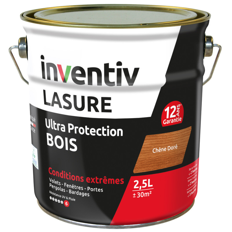Lasure pour bois Ultra Protection chêne doré 2,5 L INVENTIV
