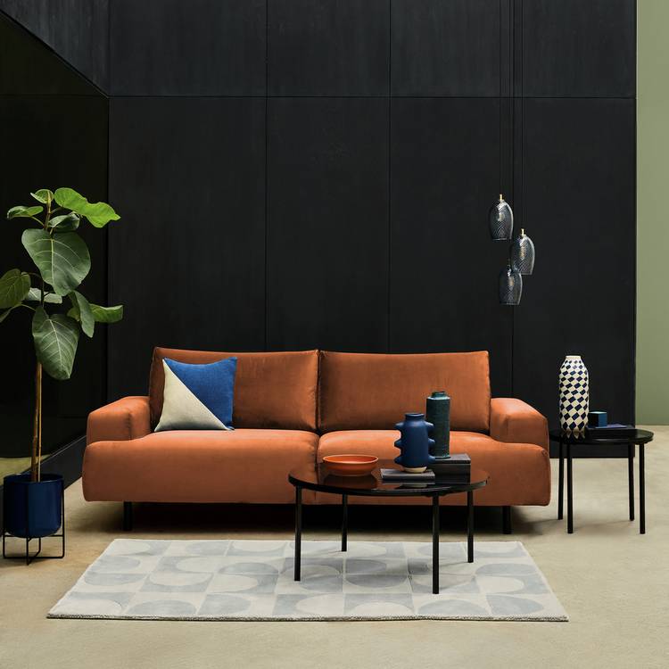 Habitat Julien Velvet 3 Seater Sofa - Orange