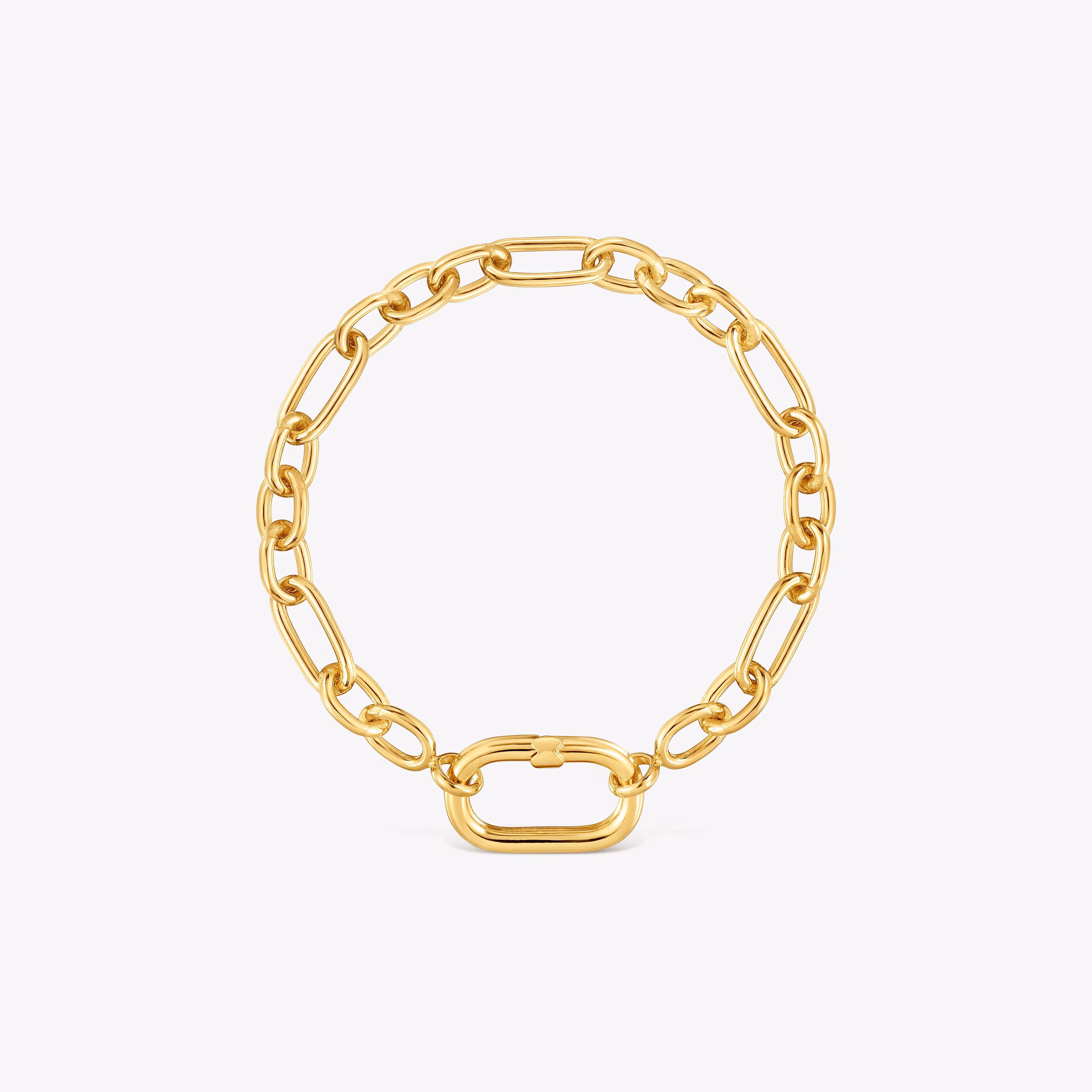 Pulsera cadena con baño de oro 18 kt sobre plata y anilla Hold Oval