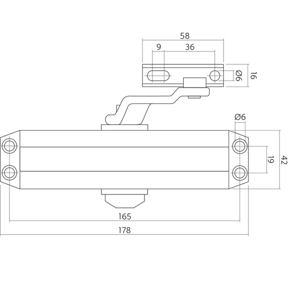 Türschließer, 55x207x40 mm Schließklasse 2 - 4 DR122