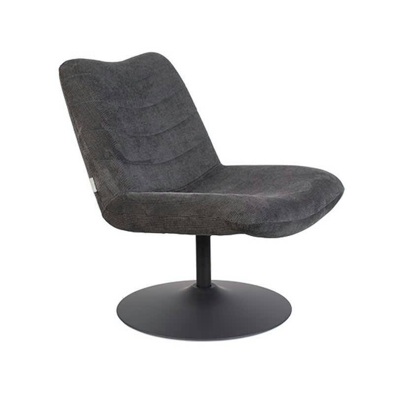 BUBBA - Fauteuil lounge en velours gris anthracite