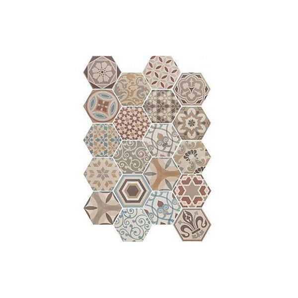Carrelage sol / mur hexagonal patchwork motif coloré 17,5x20 cm HEXATILE HARMONY COLOURS