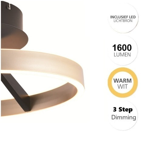 Freelight Freelight Plafondlamp Pilota Zwart & Goud 40W incl. 3 Step