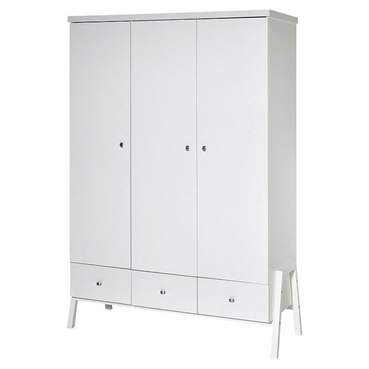 HOLLY BLANC - Armoire enfant 3 portes et tiroirs blanc