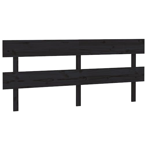 NNEVL Bed Headboard Black 184x3x81 cm Solid Wood Pine