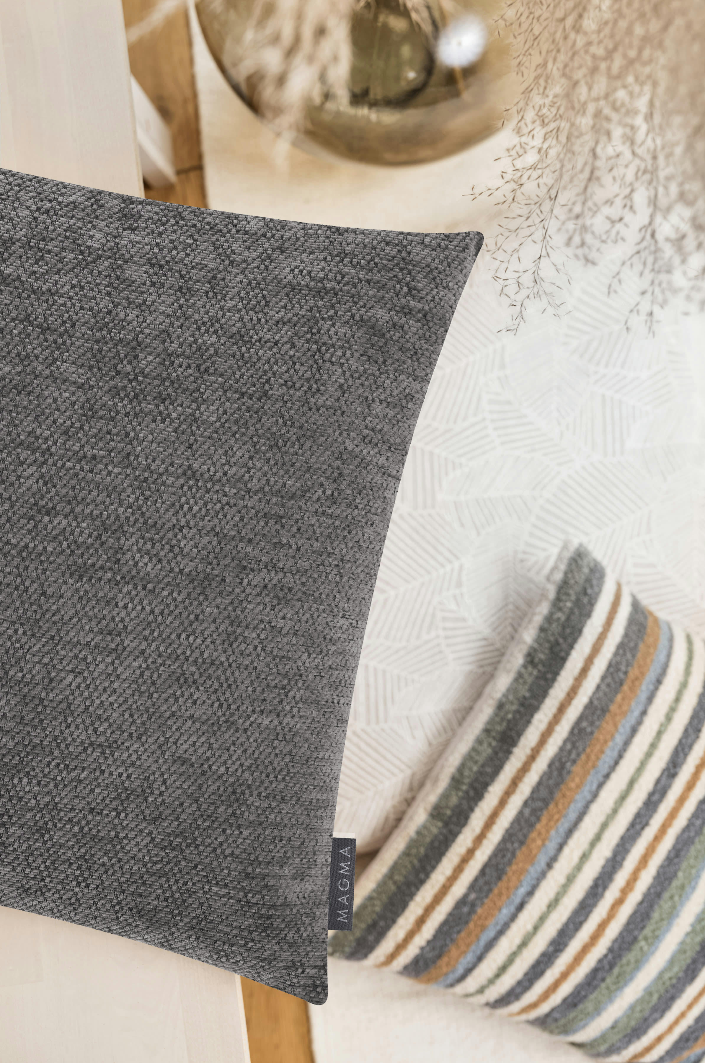 IDA - Housses de coussin jacquard velours relief anthracite-45x45-Lot de 2