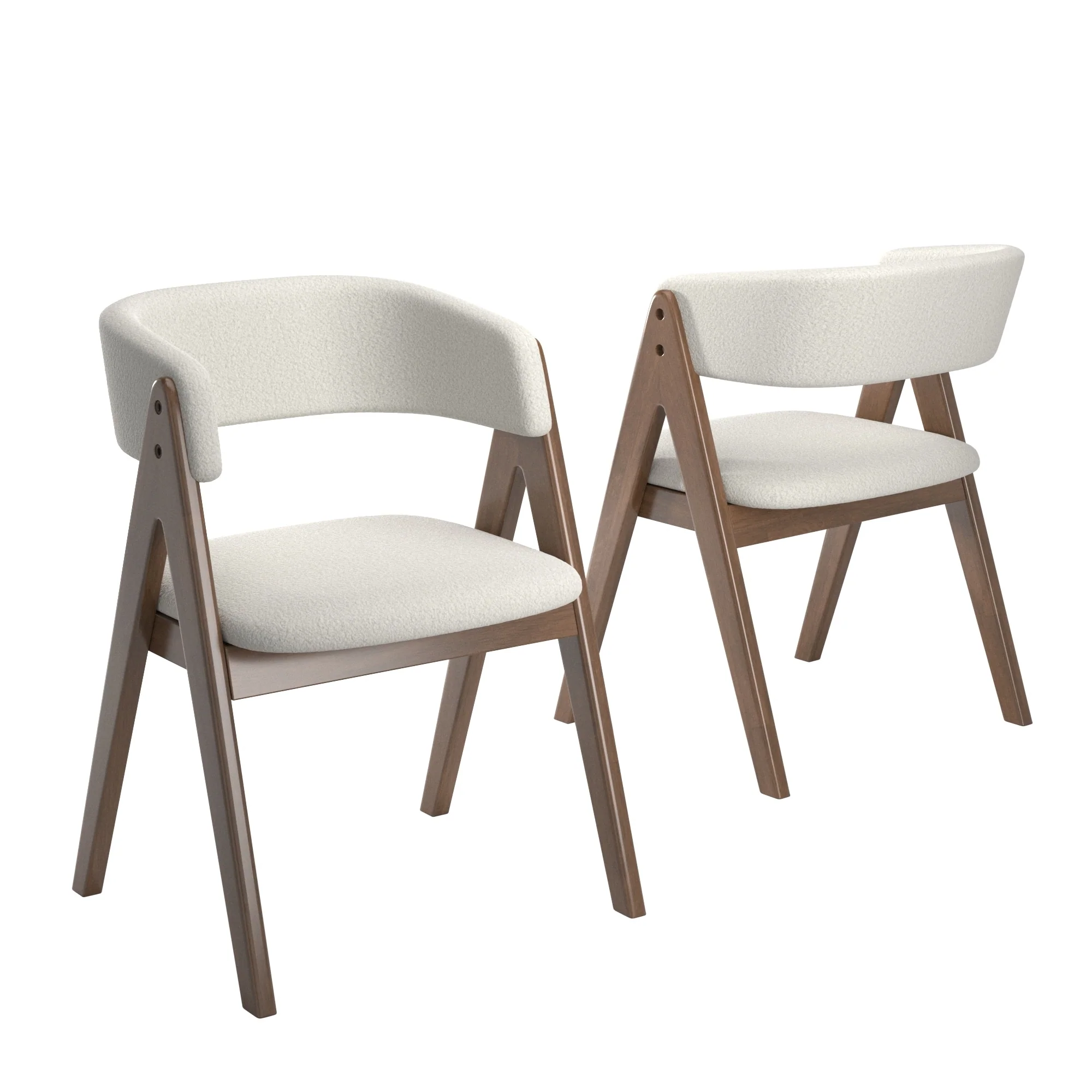 Norvik Boucle and Wood Dining Chairs (Set of 2) by iNSPIRE Q Modern