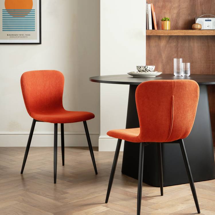 Habitat Shai Pair of Fabric Chairs - Orange