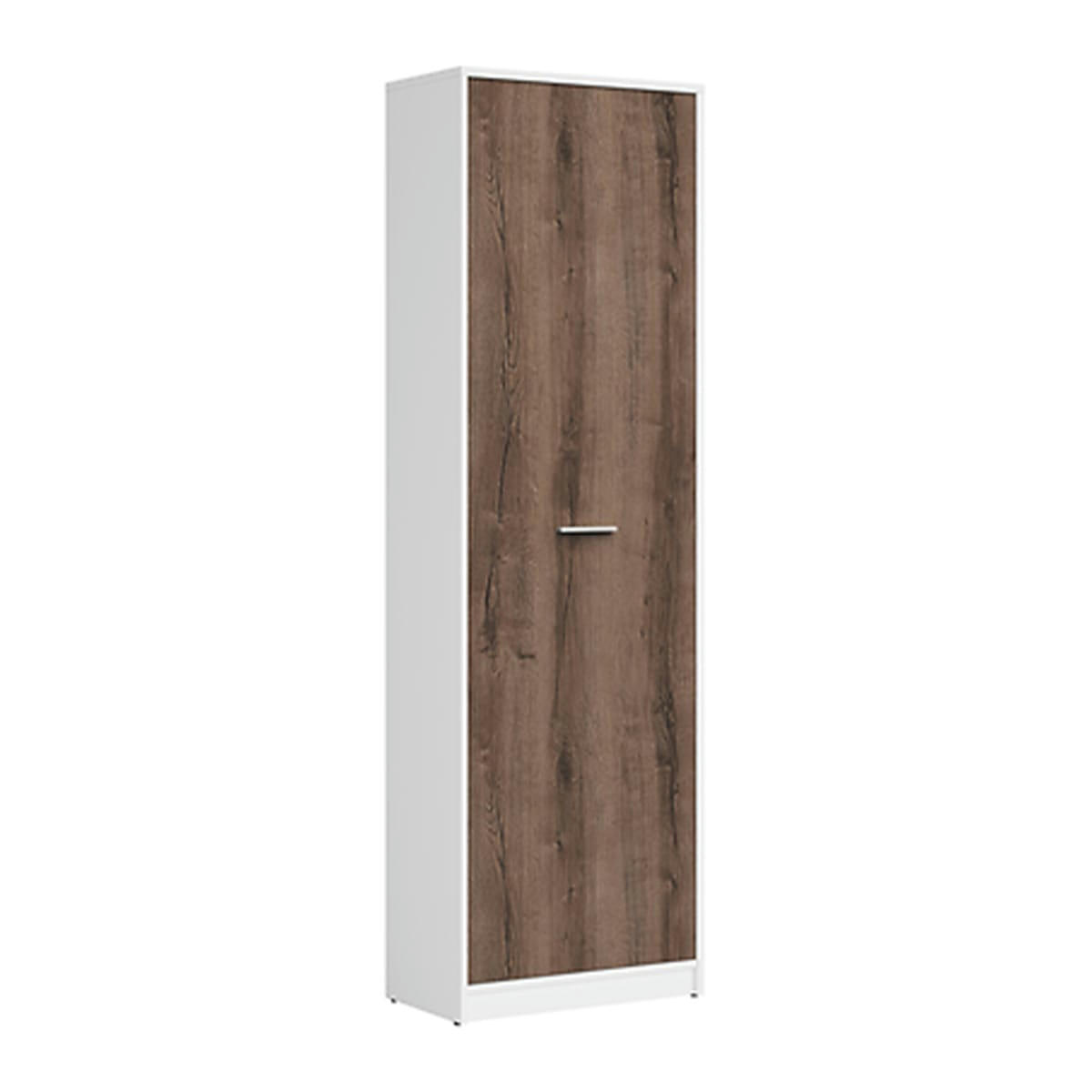 - Armoire colonne 1 porte stratifiés naturel foncé et blanc