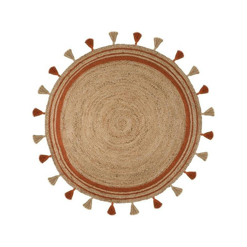 LUNARA - Tapis d'entrée en jute Rond Orange Diam. 150