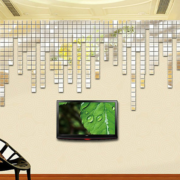 Pack de 100 stickers miroirs mosaïques 2 x 2 cm - Autocollants stickers adhésifs effet miroir