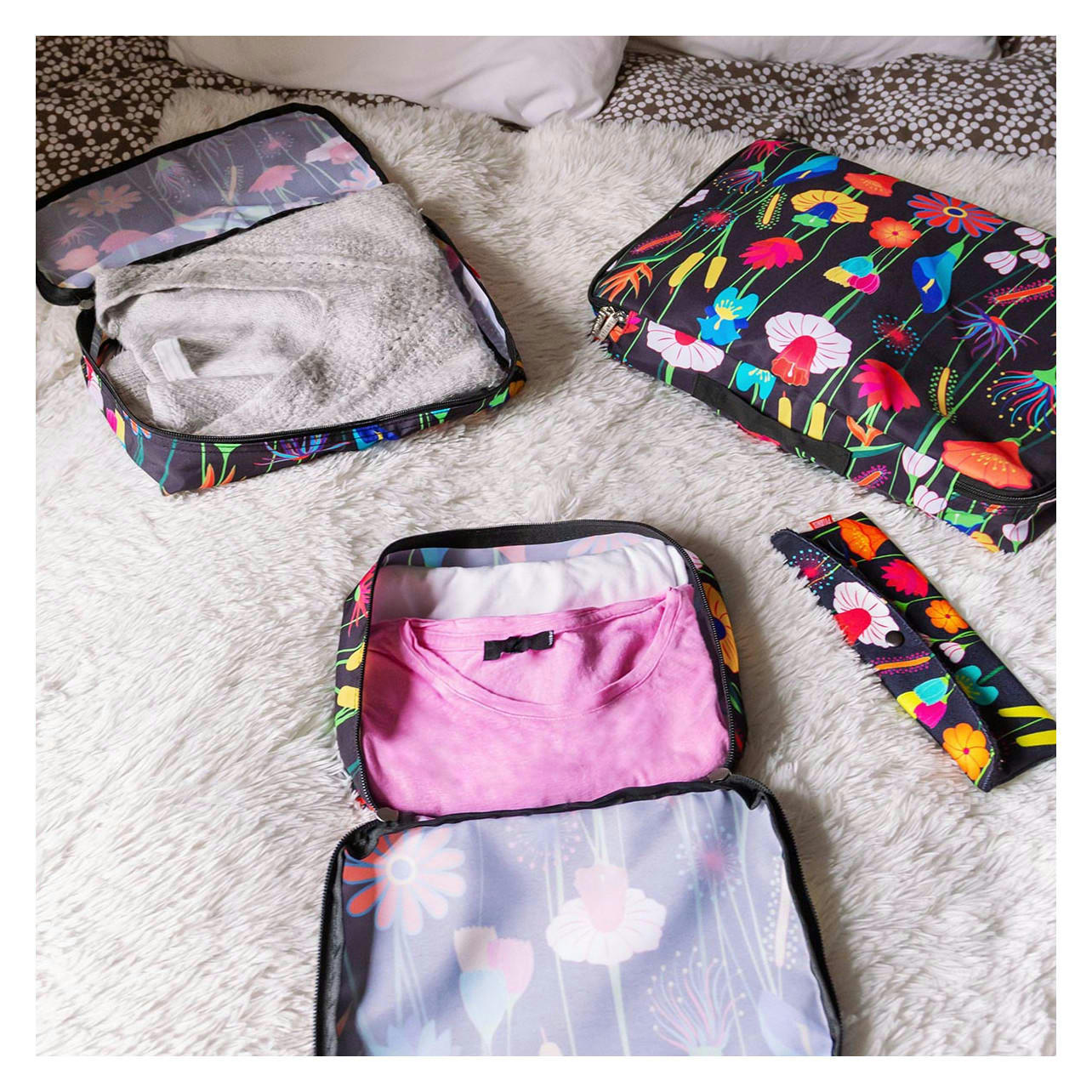 ORGANIZADOR DE VIAJE - Set de 3 pochettes de voyage